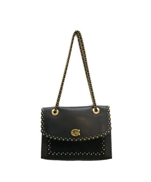 COACH（コーチ）COACH (コーチ) ウィズリベットチェーンショルダーバッグ ブラックの古着・服飾アイテム