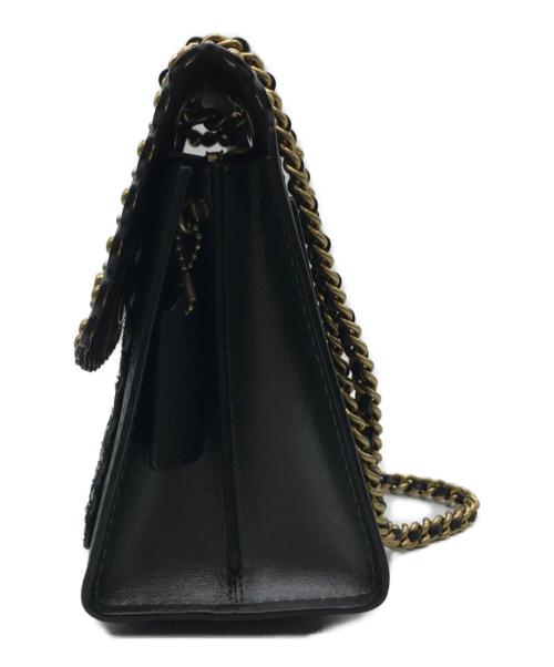 COACH（コーチ）COACH (コーチ) ウィズリベットチェーンショルダーバッグ ブラックの古着・服飾アイテム