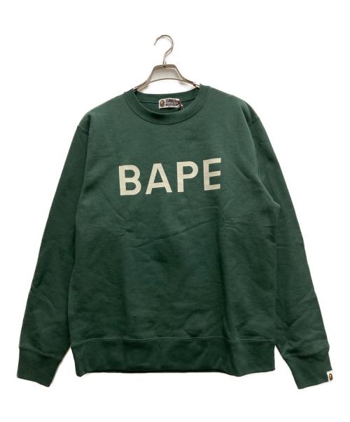 A BATHING APE（アベイシングエイプ）A BATHING APE (アベイシングエイプ) Hidden (ヒドゥン) BAPEロゴ スウェットシャツ グリーン サイズ:XLの古着・服飾アイテム