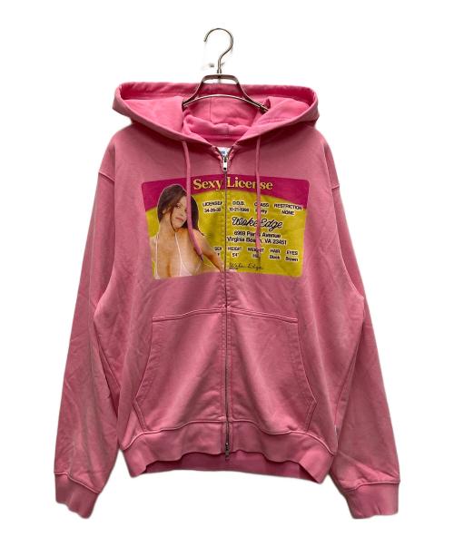 WOKE EDGE（ウォーク エッジ）WOKE EDGE (ウォーク エッジ) Sexy Licence Zip Hoodie ピンク サイズ:Lの古着・服飾アイテム
