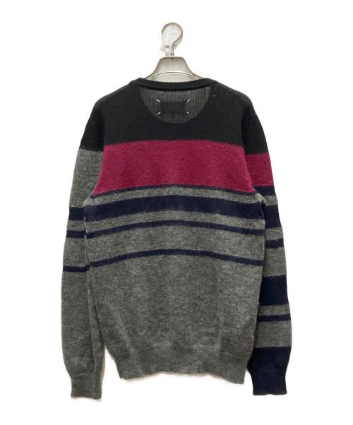 Maison Margiela（メゾンマルジェラ）Maison Margiela (メゾンマルジェラ) BORDER KNIT SWEATER グレー サイズ:Lの古着・服飾アイテム