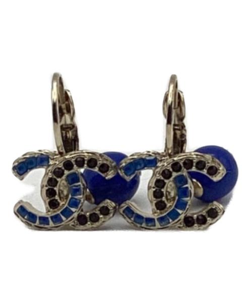 CHANEL（シャネル）CHANEL (シャネル) BLUE BEAD DROP CRYSTAL CC HOOK ブルー×ブラックの古着・服飾アイテム