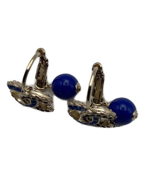 CHANEL（シャネル）CHANEL (シャネル) BLUE BEAD DROP CRYSTAL CC HOOK ブルー×ブラックの古着・服飾アイテム