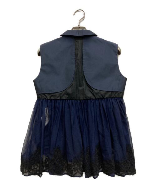 sacai（サカイ）sacai (サカイ) ノースリーブドッキングシャツ ネイビー サイズ:1の古着・服飾アイテム