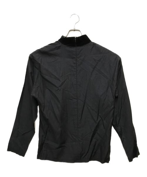Jean Paul GAULTIER（ジャンポールゴルチェ）Jean Paul GAULTIER (ジャンポールゴルチェ) フロントベロア シルク混ブラウス ブラック サイズ:不明の古着・服飾アイテム