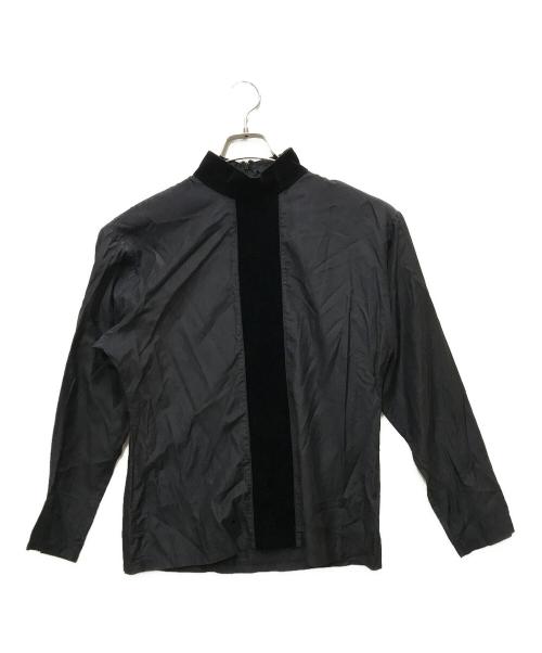 Jean Paul GAULTIER（ジャンポールゴルチェ）Jean Paul GAULTIER (ジャンポールゴルチェ) フロントベロア シルク混ブラウス ブラック サイズ:不明の古着・服飾アイテム