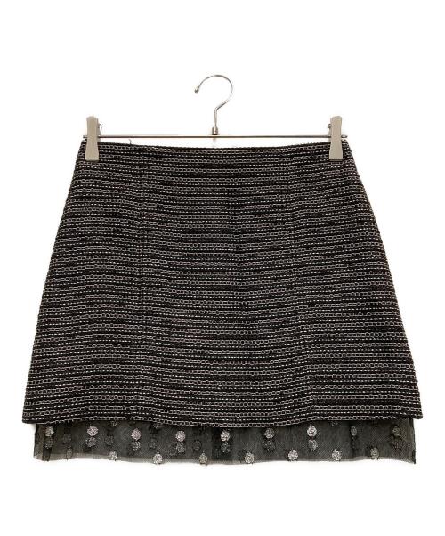 CHANEL（シャネル）CHANEL (シャネル) 裾レースツイードスカート ブラック サイズ:36の古着・服飾アイテム