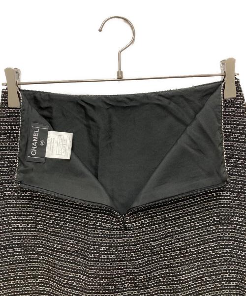 CHANEL（シャネル）CHANEL (シャネル) 裾レースツイードスカート ブラック サイズ:36の古着・服飾アイテム