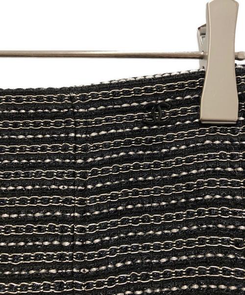 CHANEL（シャネル）CHANEL (シャネル) 裾レースツイードスカート ブラック サイズ:36の古着・服飾アイテム