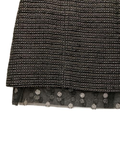 CHANEL（シャネル）CHANEL (シャネル) 裾レースツイードスカート ブラック サイズ:36の古着・服飾アイテム
