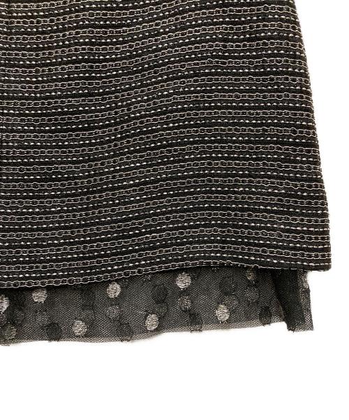 CHANEL（シャネル）CHANEL (シャネル) 裾レースツイードスカート ブラック サイズ:36の古着・服飾アイテム
