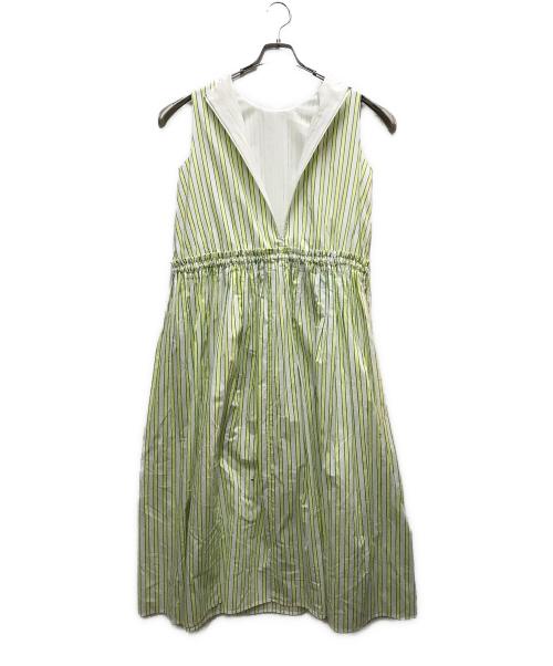 OBLI（オブリ）OBLI (オブリ) グリーンストライプワンピース グリーン×イエローの古着・服飾アイテム