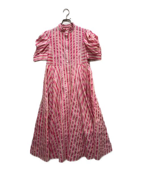 OBLI（オブリ）OBLI (オブリ) ストライプシャツワンピース ピンクの古着・服飾アイテム