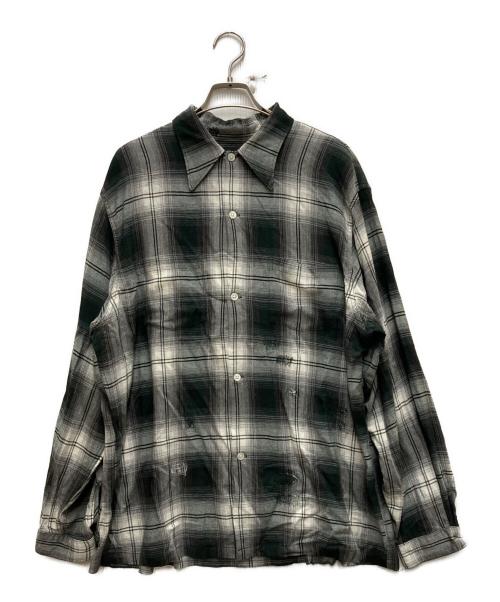 BOWWOW（バウワウ）BOWWOW (バウワウ) REMADE RAYON PLAID SHIRT AGED グリーン×ホワイト サイズ:Mの古着・服飾アイテム