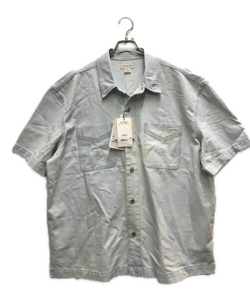 Calvin Klein（カルバンクライン）Calvin Klein (カルバンクライン) Short Sleeve Bleach Out Denim Shirt ブルー サイズ:Lの古着・服飾アイテム