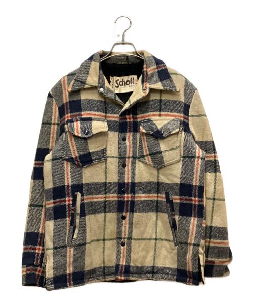 Schott（ショット）Schott (ショット) 70’s裏ボアチェックシャツジャケット ベージュ サイズ:40の古着・服飾アイテム