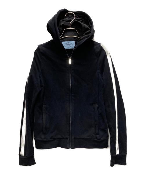 PRADA（プラダ）PRADA (プラダ) サイドラインジップパーカー ネイビー サイズ:Mの古着・服飾アイテム