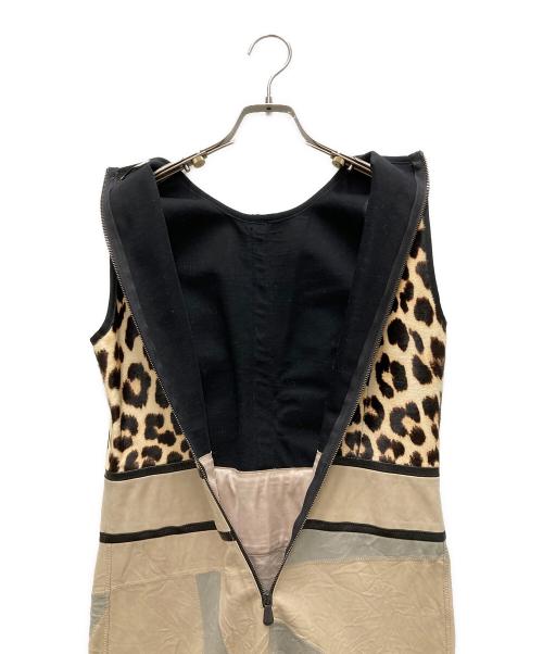 BOTTEGA VENETA（ボッテガベネタ）BOTTEGA VENETA (ボッテガベネタ) レオパ―ドパッチワークワンピース ベージュ サイズ:38の古着・服飾アイテム