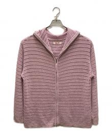 SYUMAN.（シュウマン）の古着「Crochet Hoodie ニットパーカー」｜パープル