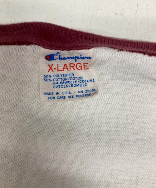Champion（チャンピオン）Champion (チャンピオン) 80S カレッジプリントリンガーTシャツ ホワイト サイズ:Lの古着・服飾アイテム