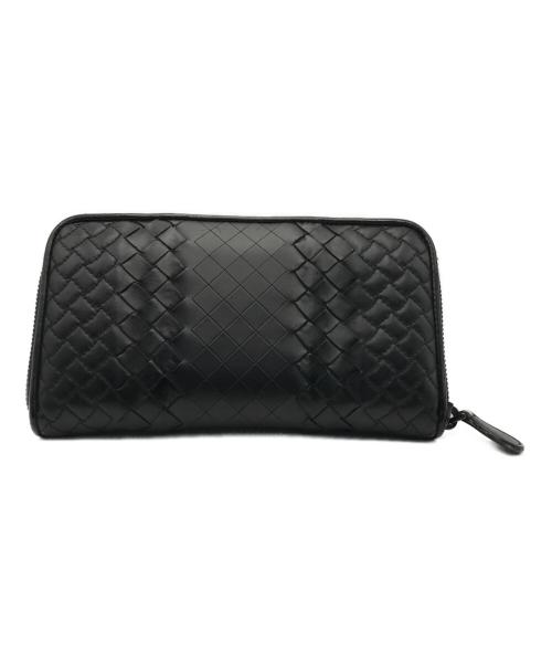 BOTTEGA VENETA（ボッテガベネタ）BOTTEGA VENETA (ボッテガベネタ) イントレチャートラウンドジップウォレット ブラックの古着・服飾アイテム