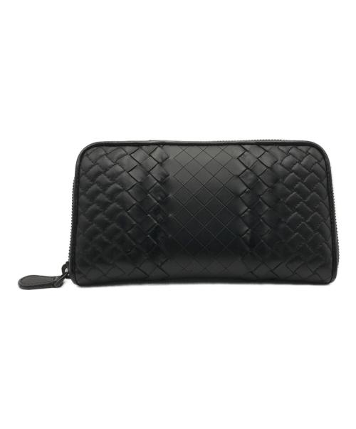 BOTTEGA VENETA（ボッテガベネタ）BOTTEGA VENETA (ボッテガベネタ) イントレチャートラウンドジップウォレット ブラックの古着・服飾アイテム