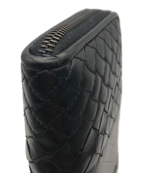 BOTTEGA VENETA（ボッテガベネタ）BOTTEGA VENETA (ボッテガベネタ) イントレチャートラウンドジップウォレット ブラックの古着・服飾アイテム