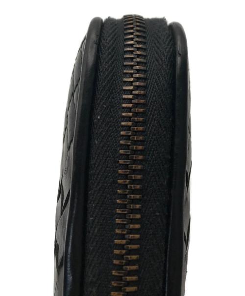 BOTTEGA VENETA（ボッテガベネタ）BOTTEGA VENETA (ボッテガベネタ) イントレチャートラウンドジップウォレット ブラックの古着・服飾アイテム