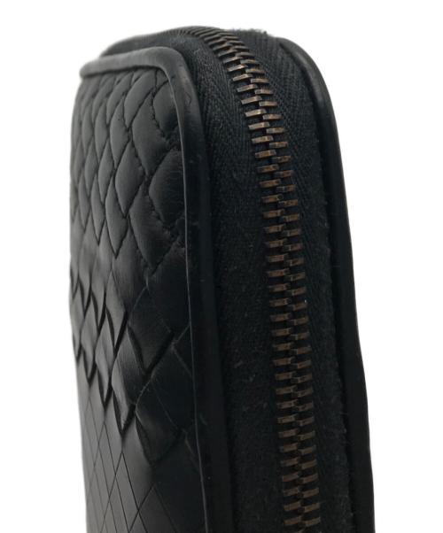 BOTTEGA VENETA（ボッテガベネタ）BOTTEGA VENETA (ボッテガベネタ) イントレチャートラウンドジップウォレット ブラックの古着・服飾アイテム
