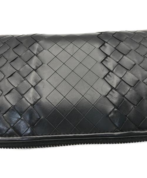 BOTTEGA VENETA（ボッテガベネタ）BOTTEGA VENETA (ボッテガベネタ) イントレチャートラウンドジップウォレット ブラックの古着・服飾アイテム