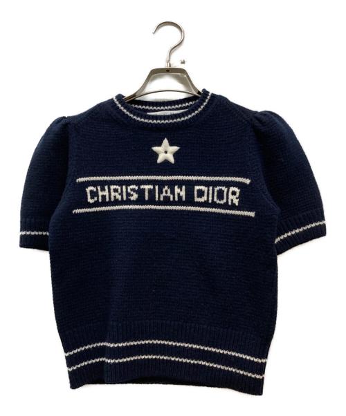 Christian Dior（クリスチャン ディオール）Christian Dior (クリスチャン ディオール) Short-Sleeve Sweater ネイビー サイズ:38の古着・服飾アイテム