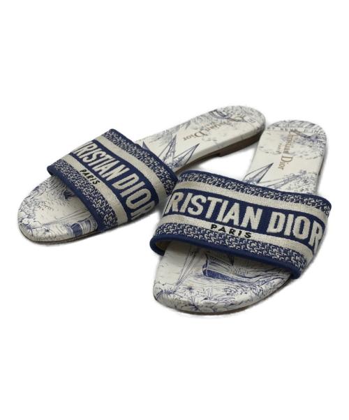 Christian Dior（クリスチャン ディオール）Christian Dior (クリスチャン ディオール) DWAYスライドサンダル ブルー×ホワイト サイズ:36 1/2の古着・服飾アイテム