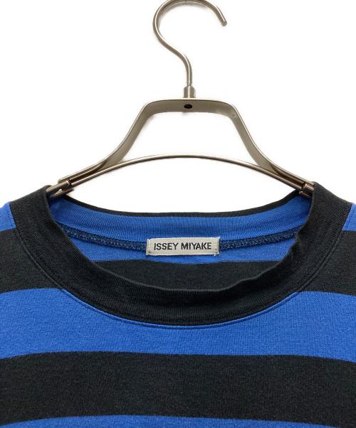 ISSEY MIYAKE（イッセイミヤケ）ISSEY MIYAKE (イッセイミヤケ) ボーダーTシャツ ブラック×ブルー サイズ:Sの古着・服飾アイテム