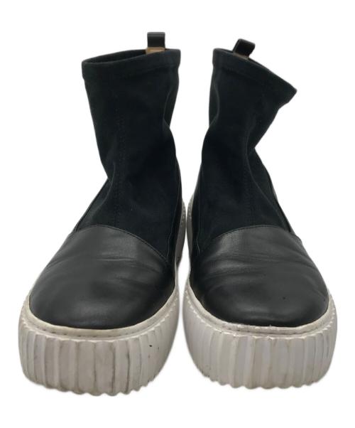 ISSEY MIYAKE（イッセイミヤケ）ISSEY MIYAKE (イッセイミヤケ) UN BOUNCE FIT レザーコンビブーツ ブラック サイズ:SIZE 40の古着・服飾アイテム