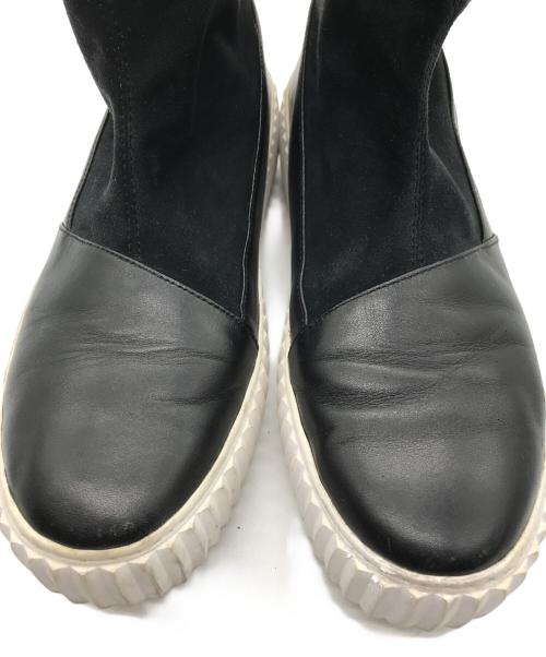 ISSEY MIYAKE（イッセイミヤケ）ISSEY MIYAKE (イッセイミヤケ) UN BOUNCE FIT レザーコンビブーツ ブラック サイズ:SIZE 40の古着・服飾アイテム