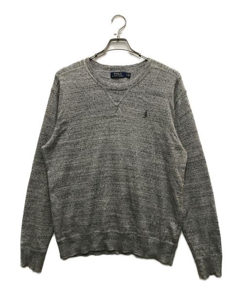 POLO RALPH LAUREN（ポロ・ラルフローレン）POLO RALPH LAUREN (ポロ・ラルフローレン) 霜降り Vガゼット ポニー刺繍ニット グレー サイズ:Sの古着・服飾アイテム