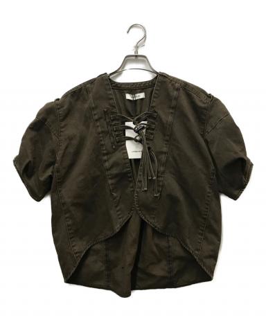 la peau de gem完売商品　 toggle blouse ブラウン 中古・古着通販】la peau de gem (ラポドゥジェム) toggle blouse