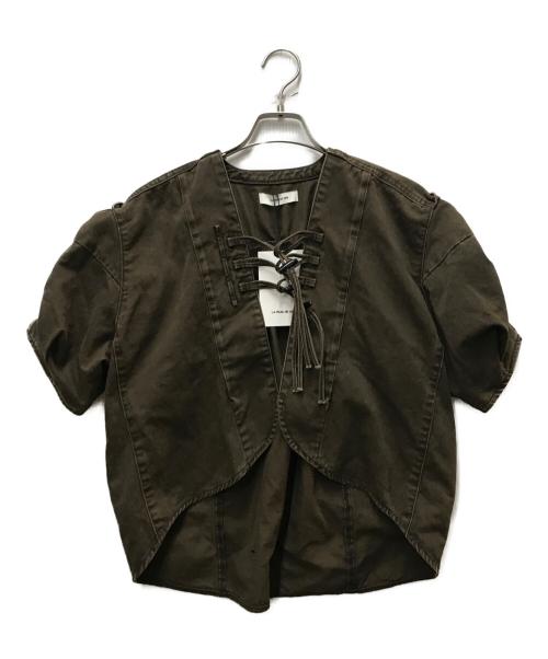 la peau de gem（ラポドゥジェム）la peau de gem (ラポドゥジェム) toggle blouse ブラウン サイズ:FREEの古着・服飾アイテム