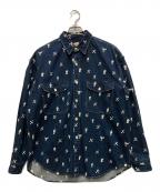 seven by sevenセブンバイセブン）の古着「DENIM TUCK SHIRTS -Skull embroidery-」｜インディゴ