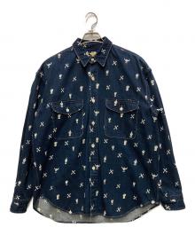 seven by seven（セブンバイセブン）の古着「DENIM TUCK SHIRTS -Skull embroidery-」｜インディゴ