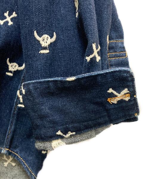 seven by seven（セブンバイセブン）SEVEN BY SEVEN (セブンバイセブン) DENIM TUCK SHIRTS -Skull embroidery- インディゴ サイズ:Sの古着・服飾アイテム