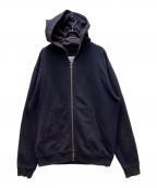 Maison Margielaメゾンマルジェラ）の古着「20AW Leather Elbow Patch Zip-up Hoodie」｜ネイビー
