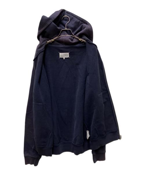 Maison Margiela（メゾンマルジェラ）Maison Margiela (メゾンマルジェラ) 20AW Leather Elbow Patch Zip-up Hoodie ネイビー サイズ:50の古着・服飾アイテム