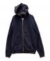 Maison Margiela（メゾンマルジェラ）の古着「20AW Leather Elbow Patch Zip-up Hoodie」｜ネイビー