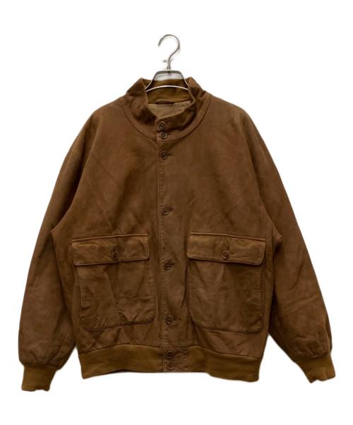 ERMENEGILDO ZEGNA（エルメネジルド・ゼニア）Ermenegildo Zegna (エルメネジルド・ゼニア) レザードライビングブルゾン ブラウン サイズ:Mの古着・服飾アイテム