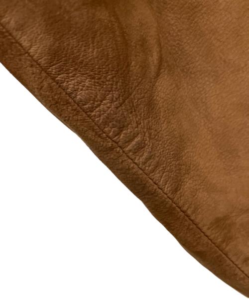 ERMENEGILDO ZEGNA（エルメネジルド・ゼニア）Ermenegildo Zegna (エルメネジルド・ゼニア) レザードライビングブルゾン ブラウン サイズ:Mの古着・服飾アイテム
