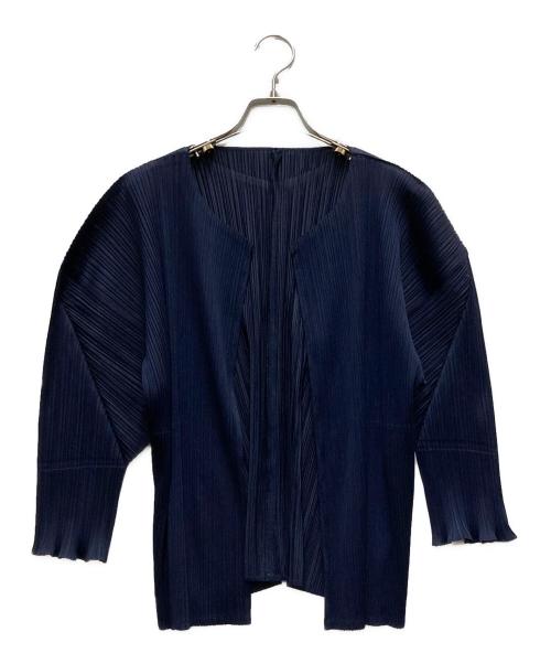 PLEATS PLEASE（プリーツプリーズ）PLEATS PLEASE (プリーツプリーズ) プリーツカーディガン ネイビー サイズ:4の古着・服飾アイテム