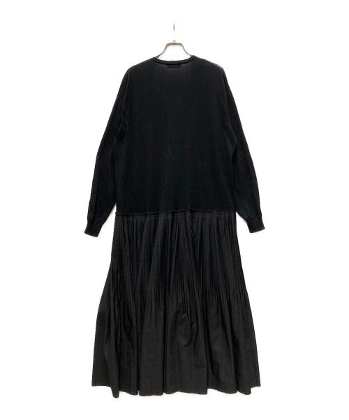DRAWER（ドゥロワー）Drawer (ドゥロワー) 14Gコットンニット×プリーツワンピース ブラック サイズ:FREEの古着・服飾アイテム
