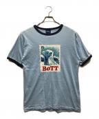 BoTTボット）の古着「Bear Stamp Ringer Tee リンガーTシャツ」｜スカイブルー