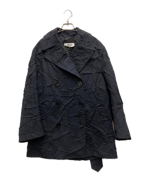 MM6 Maison Margiela（エムエムシックスメゾンマルジェラ）MM6 Maison Margiela (エムエムシックスメゾンマルジェラ) クラッシュトレンチコート ネイビー サイズ:36の古着・服飾アイテム